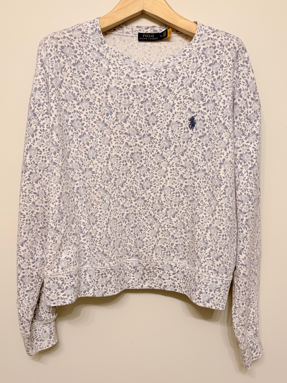 Polo Ralph Lauren Blue purple floral sweatshirt sz m medium preloved